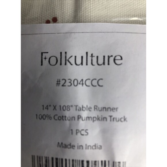 Folkulture Farmhouse Table Runner Pumpkin Truck 14x108 NEW - Picture 10 of 12